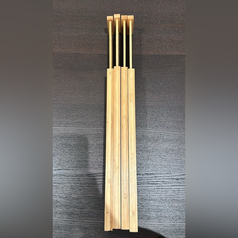 Bamboo Drawer Dividers Adjustable in Natural Wood Color Pack of 4 - Picture 3 of 7